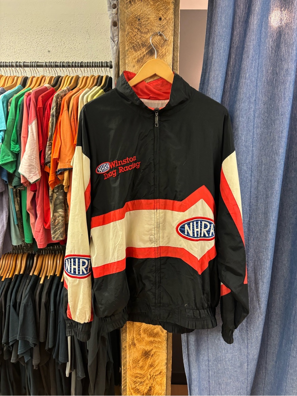 Vintage NHRA Black & Red Racing Windbreaker Jacket